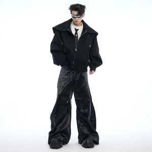 Back view of the oversized deconstructed hoodie showing loose fit