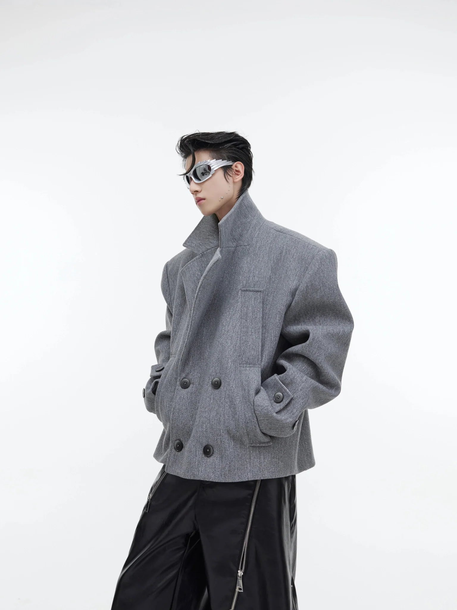 Deconstructed Short Woolen Blazer | Textured Minimalist Jacket - ArguE CulturE