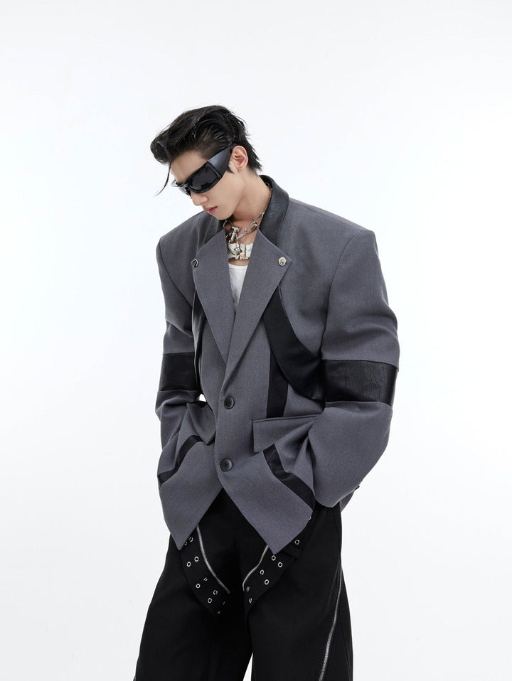 Deconstructed Shoulder - Pad Suit Jacket | Metallic Detail Blazer for Men - ArguE CulturE