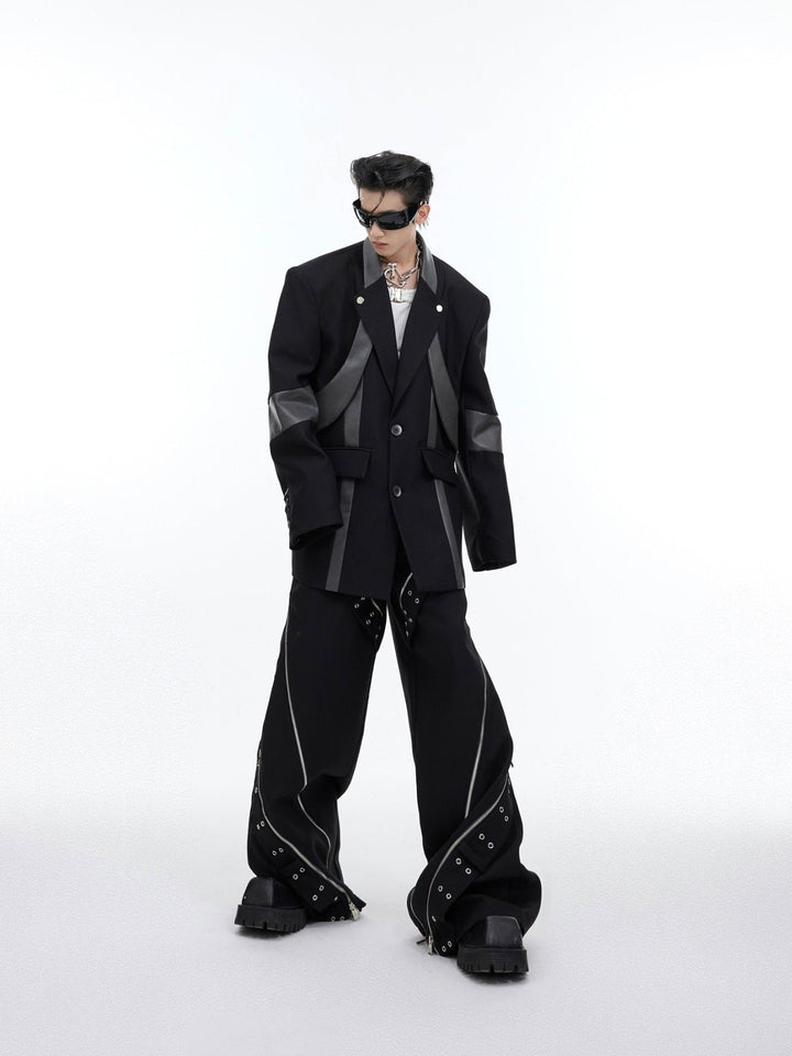 Deconstructed Shoulder - Pad Suit Jacket | Metallic Detail Blazer for Men - ArguE CulturE