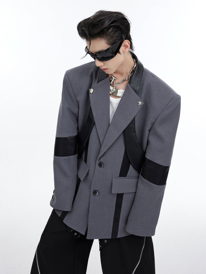 Deconstructed Shoulder - Pad Suit Jacket | Metallic Detail Blazer for Men - ArguE CulturE