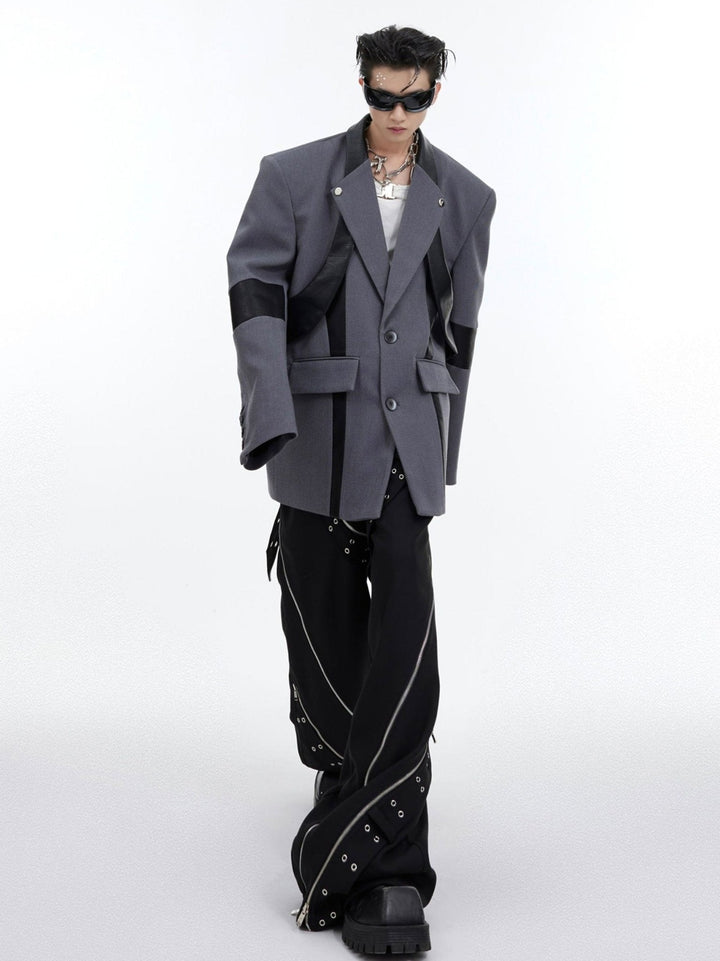 Deconstructed Shoulder - Pad Suit Jacket | Metallic Detail Blazer for Men - ArguE CulturE