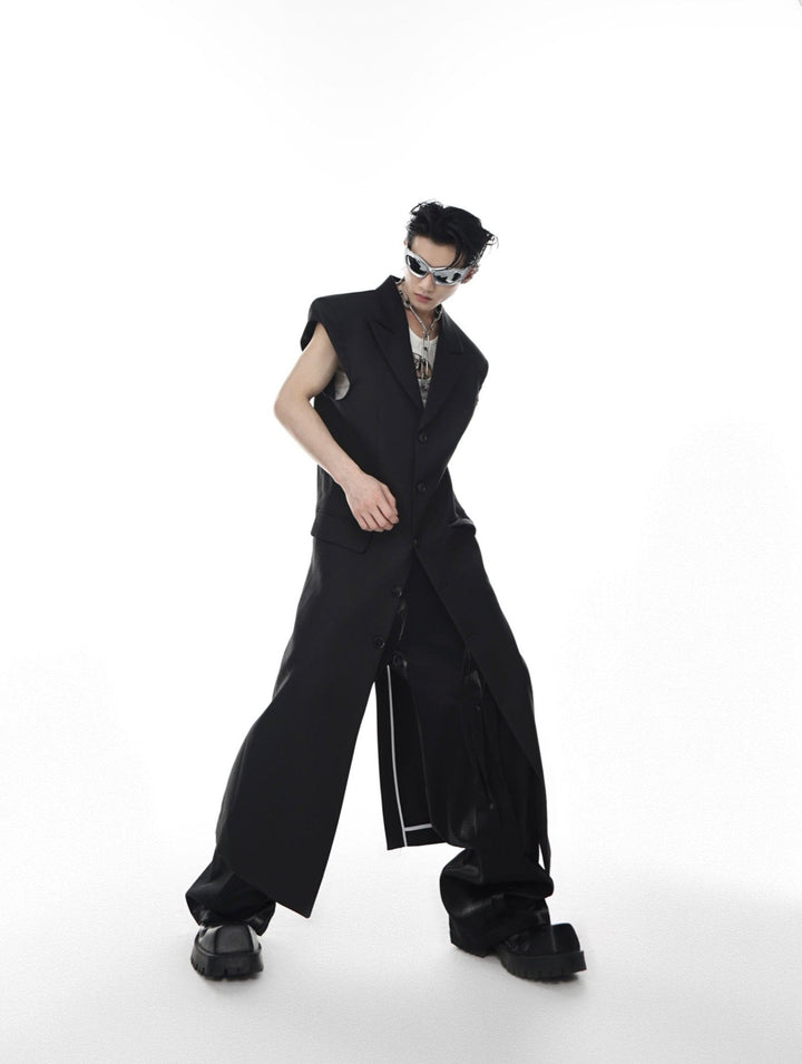 Deconstructed Shoulder - Pad Vest Suit | Avant - Garde Longline Summer Trench - ArguE CulturE