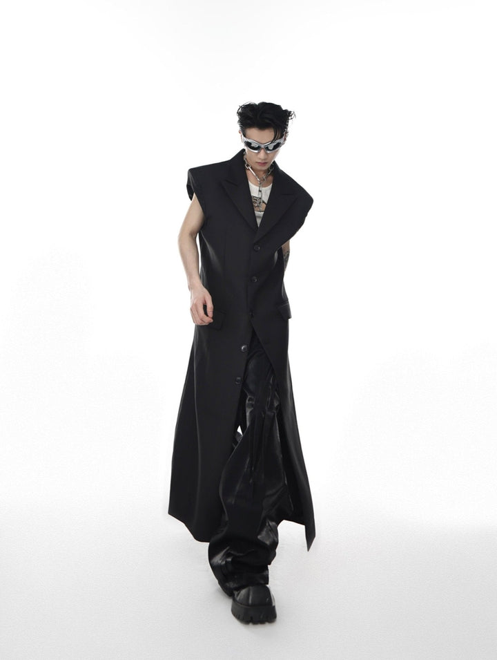 Deconstructed Shoulder - Pad Vest Suit | Avant - Garde Longline Summer Trench - ArguE CulturE