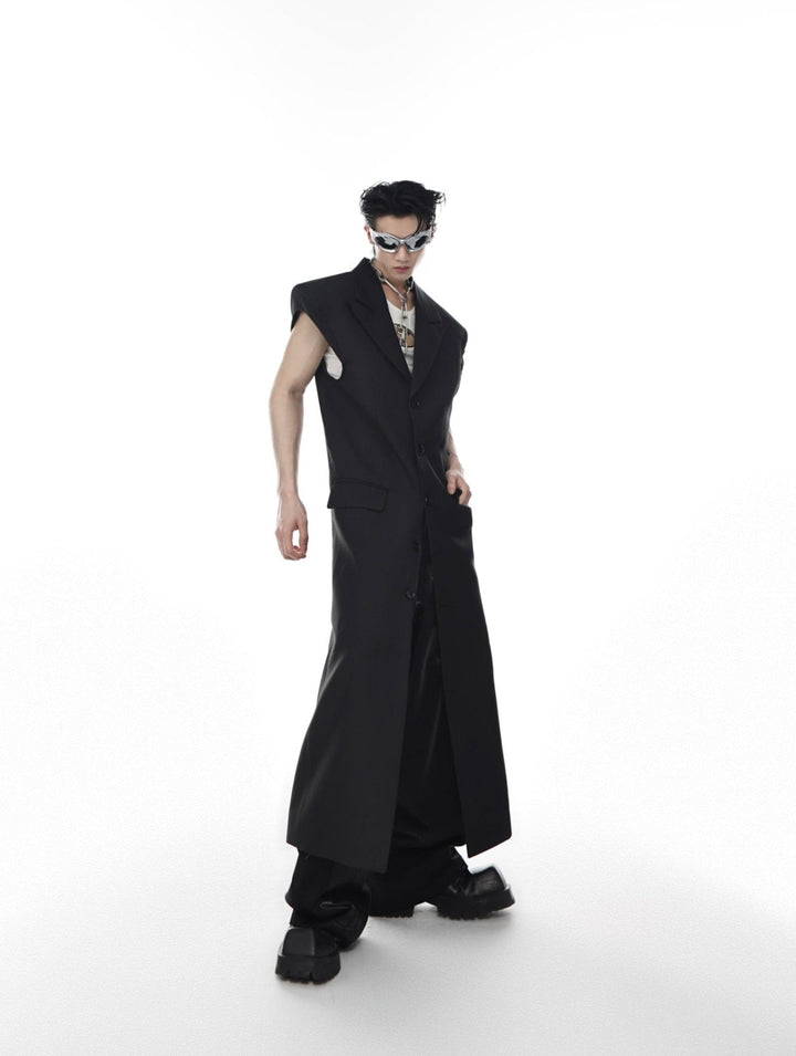 Deconstructed Shoulder - Pad Vest Suit | Avant - Garde Longline Summer Trench - ArguE CulturE