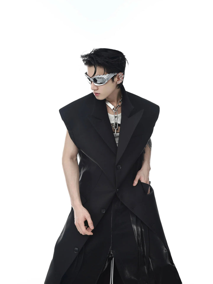 Deconstructed Shoulder - Pad Vest Suit | Avant - Garde Longline Summer Trench - ArguE CulturE