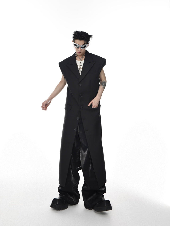 Deconstructed Shoulder - Pad Vest Suit | Avant - Garde Longline Summer Trench - ArguE CulturE