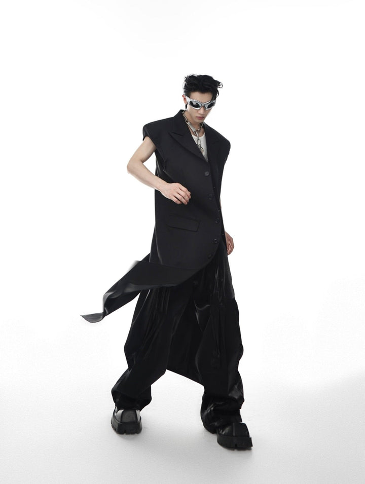 Deconstructed Shoulder - Pad Vest Suit | Avant - Garde Longline Summer Trench - ArguE CulturE