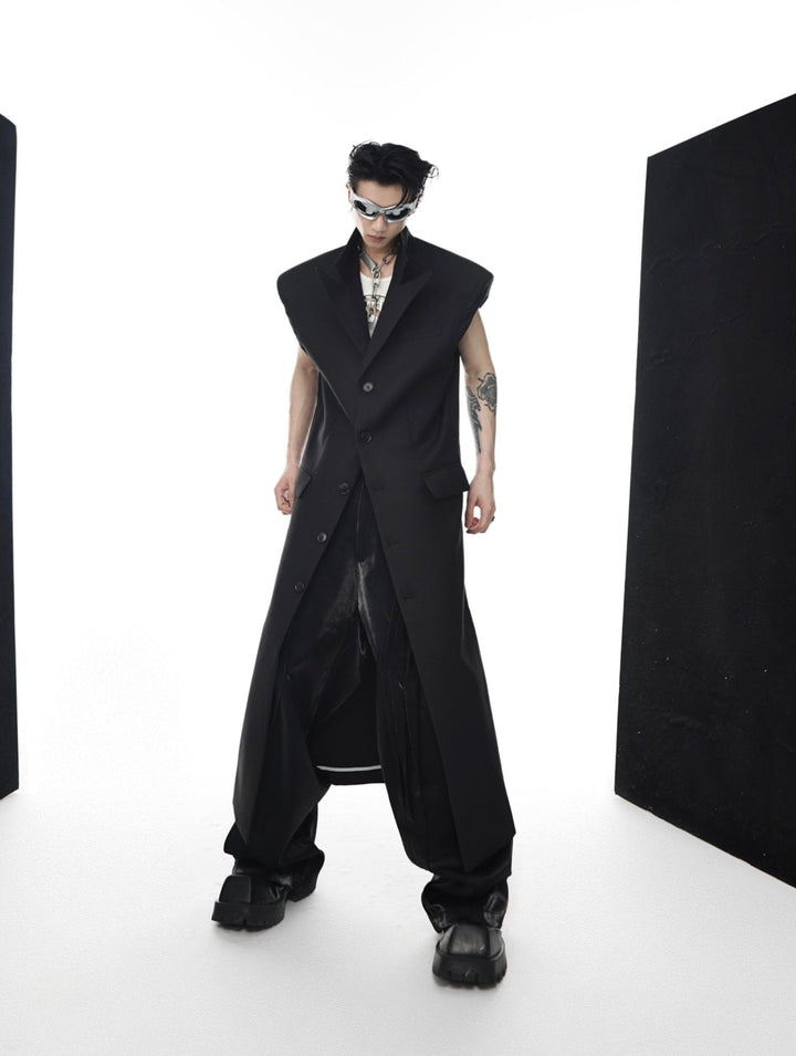 Deconstructed Shoulder - Pad Vest Suit | Avant - Garde Longline Summer Trench - ArguE CulturE