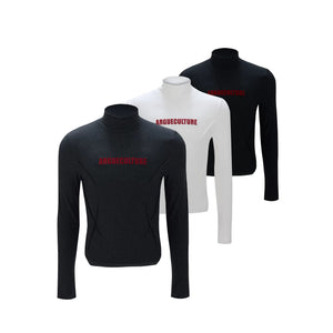 Slim fit deconstructed turtleneck in black with 3D stitching