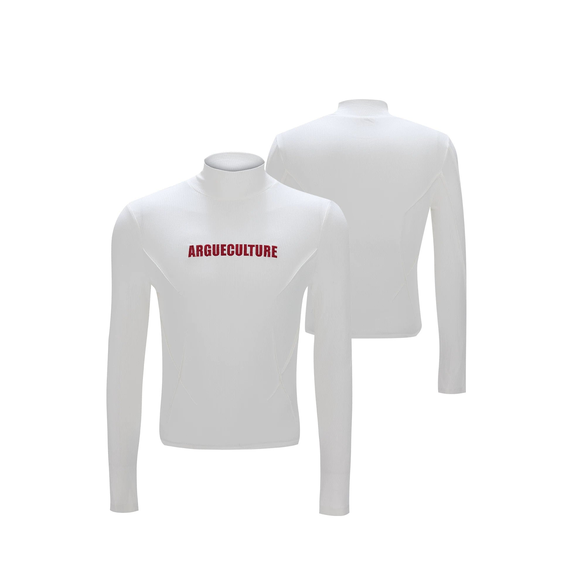 Back view of the slim fit turtleneck showing 3D tailoring