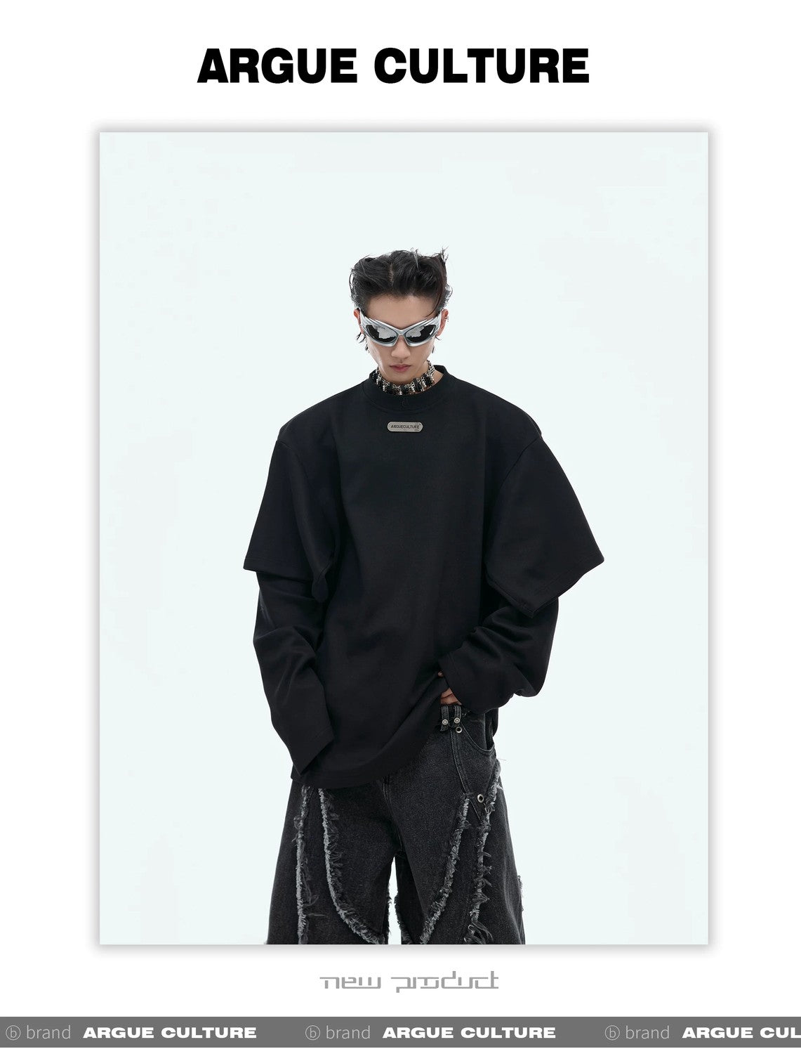 desc::deconstructed-spliced-double-layer-streetwear-sweatshirt-detail-img-7