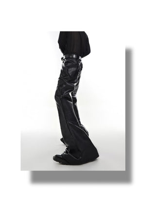 desc::deconstructed-split-hem-leather-flare-pants-punk-streetwear-detail-img-3