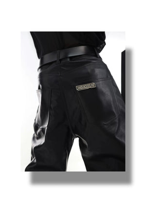 desc::deconstructed-split-hem-leather-flare-pants-punk-streetwear-detail-img-5
