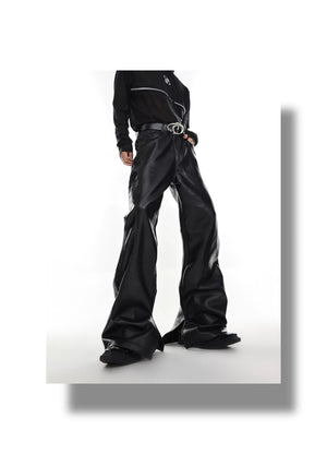 desc::deconstructed-split-hem-leather-flare-pants-punk-streetwear-detail-img-8