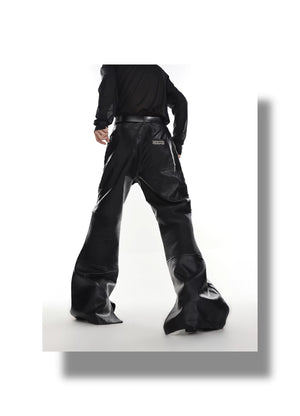 desc::deconstructed-split-hem-leather-flare-pants-punk-streetwear-detail-img-9