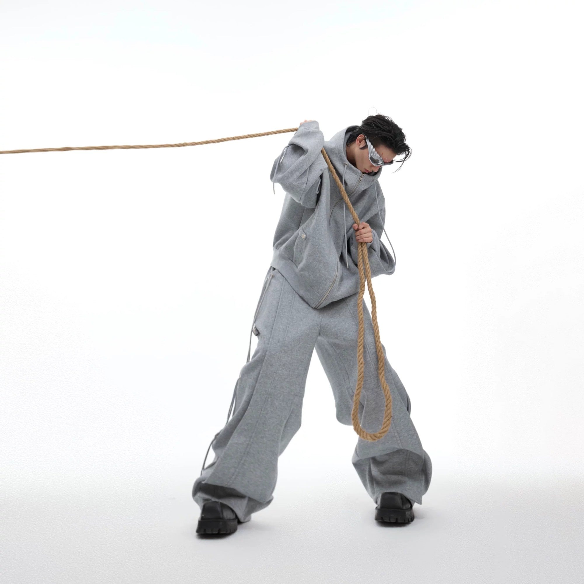 Full streetwear co-ord set featuring deconstructed hoodie and pants