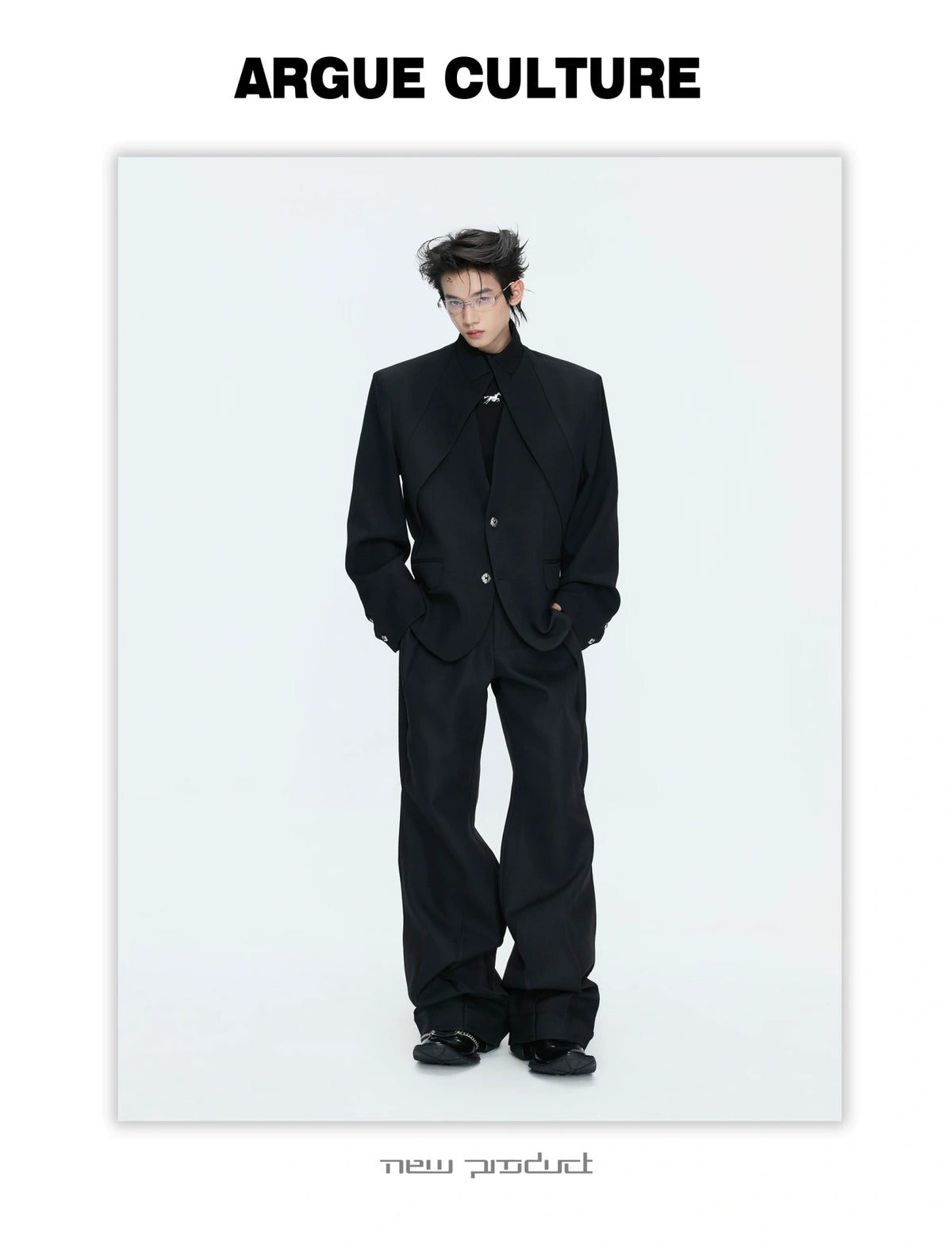 Deconstructed Stand-Collar Blazer and Trousers - detail image 6