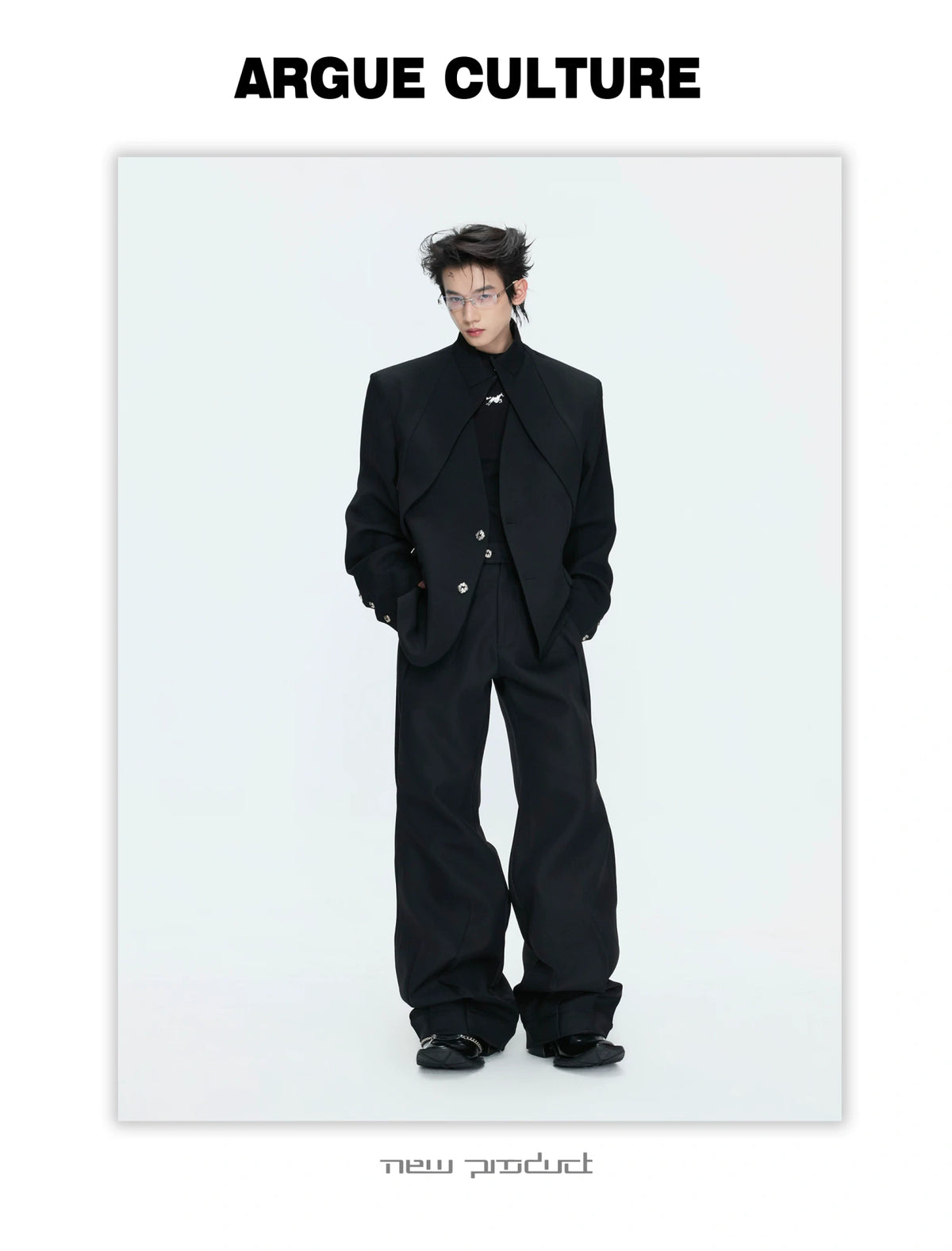 Deconstructed Stand-Collar Blazer and Trousers - detail image 5
