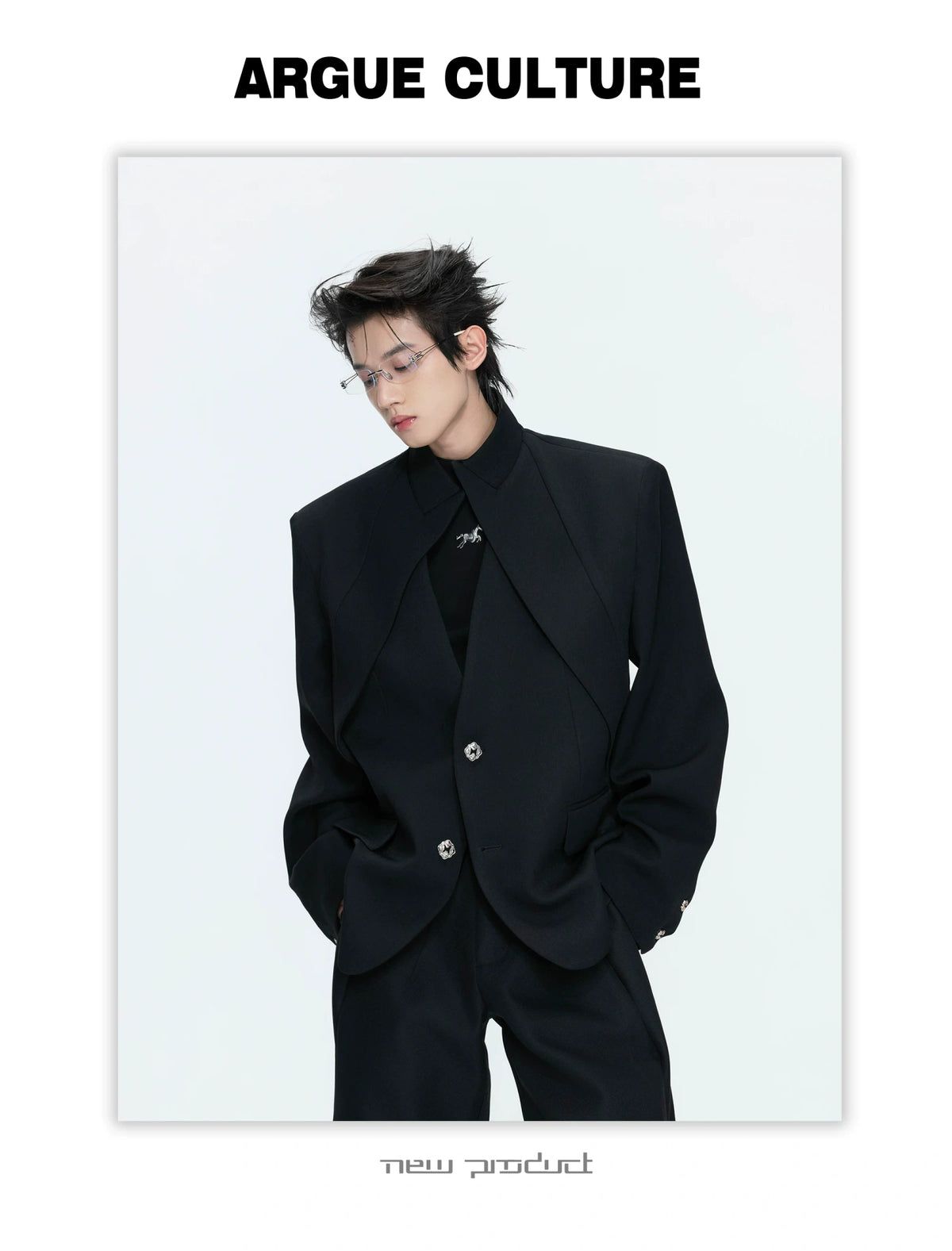 Deconstructed Stand-Collar Blazer and Trousers - detail image 13