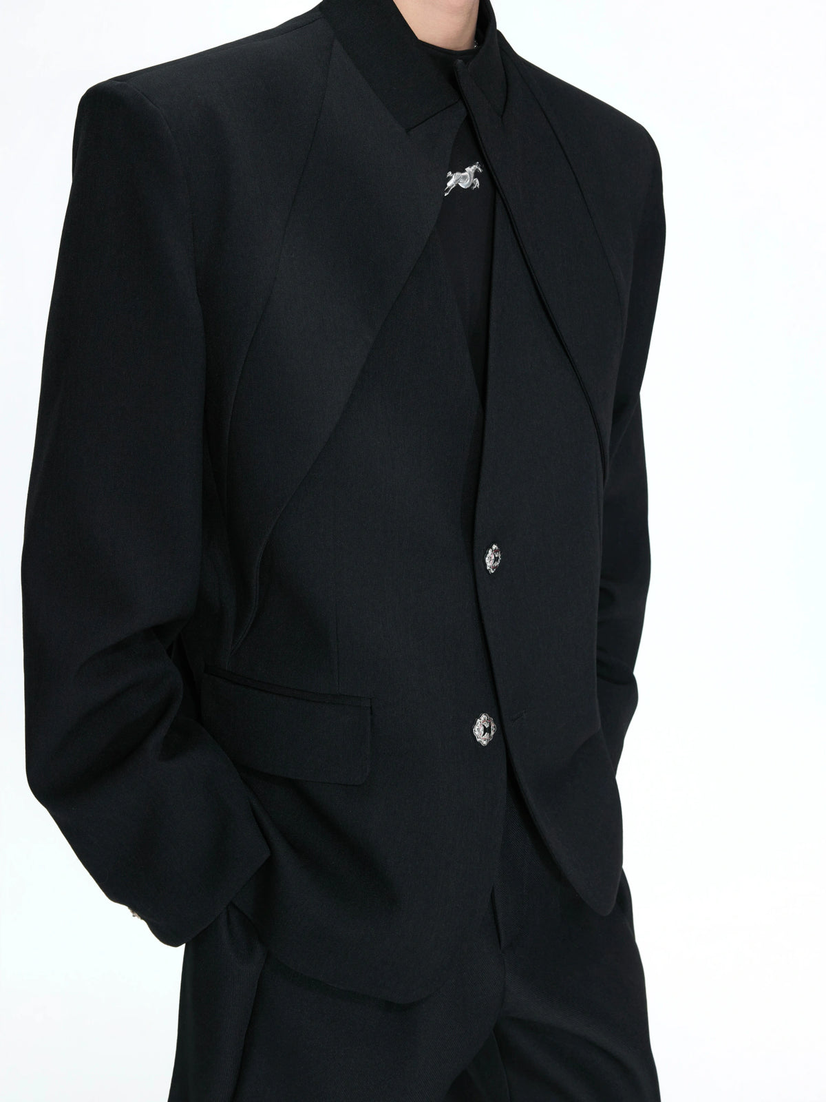 Deconstructed Stand-Collar Blazer and Trousers - main image 3