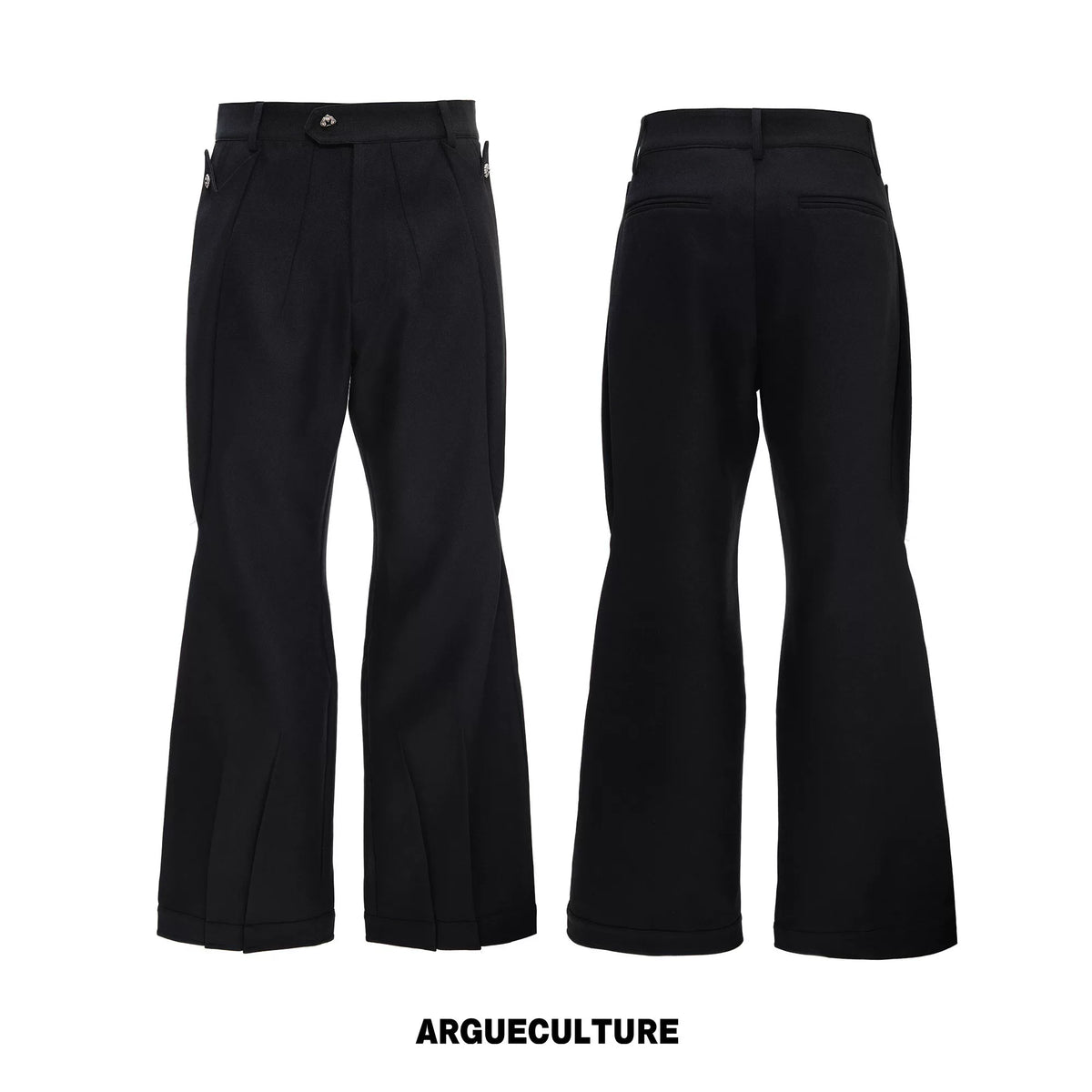 Deconstructed Stand-Collar Blazer and Trousers - Black Pants
