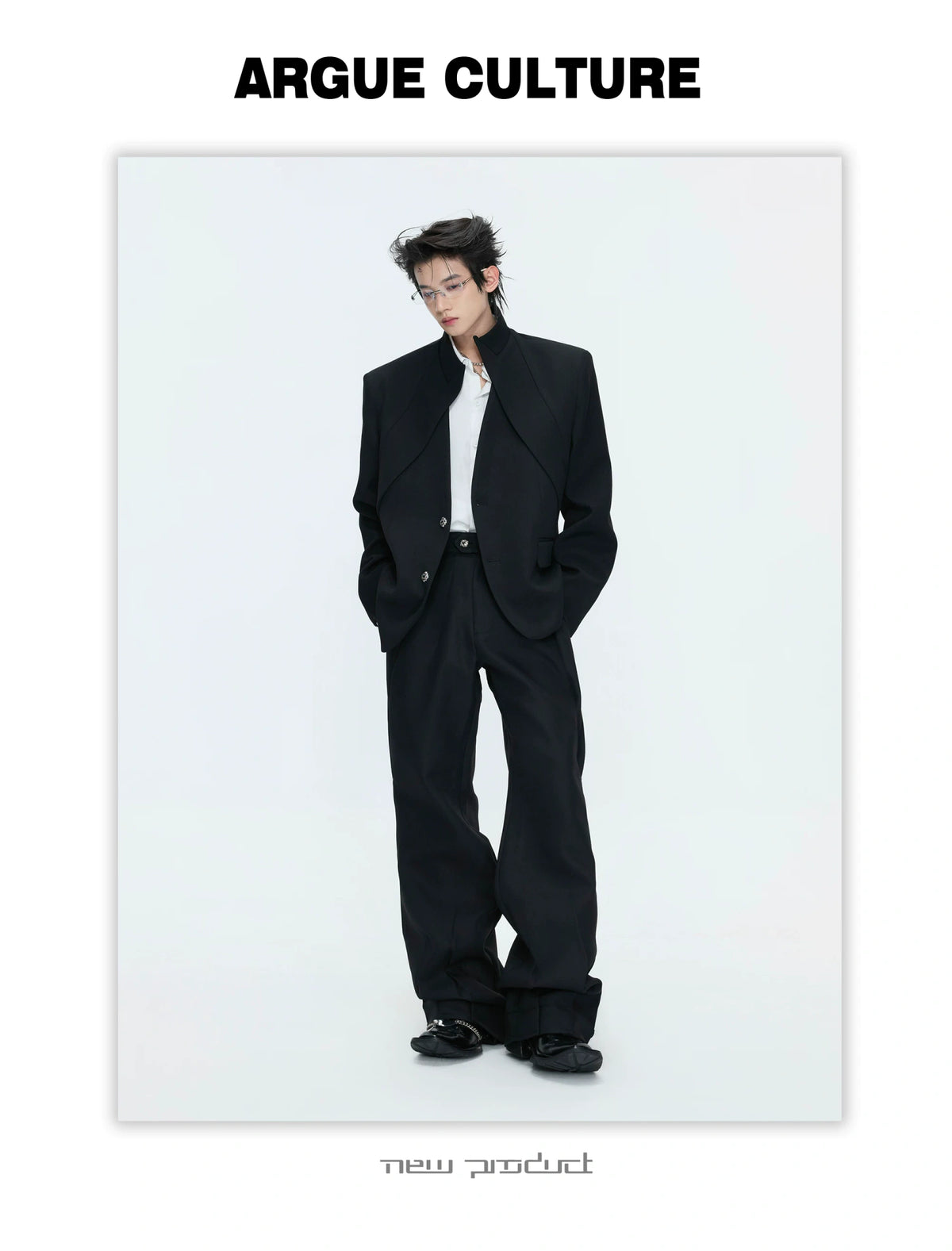 Deconstructed Stand-Collar Blazer and Trousers - detail image 15