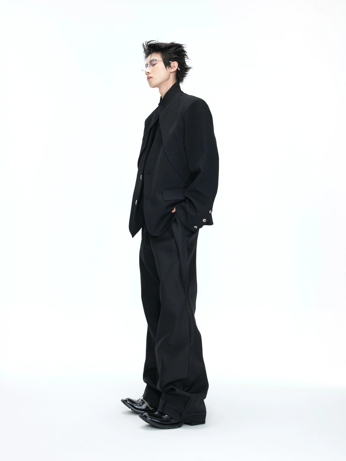 Deconstructed Stand-Collar Blazer and Trousers - main image 2