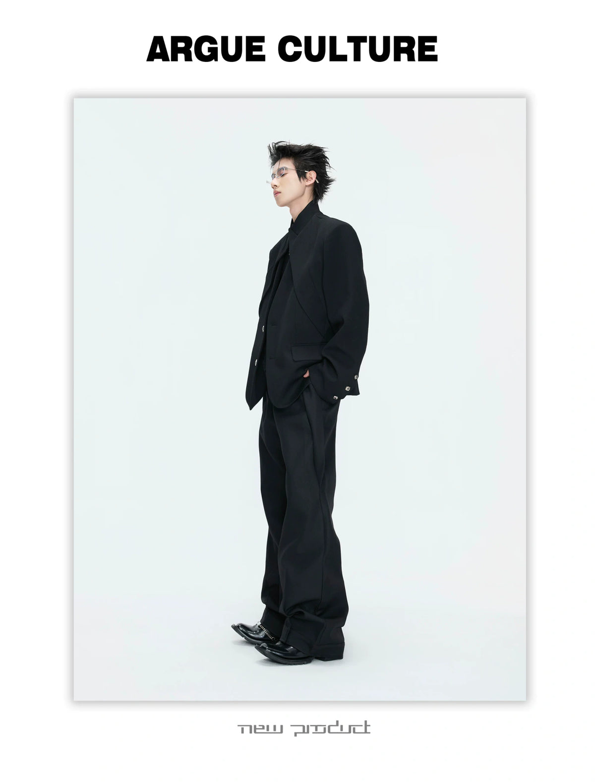 Deconstructed Stand-Collar Blazer and Trousers - detail image 4