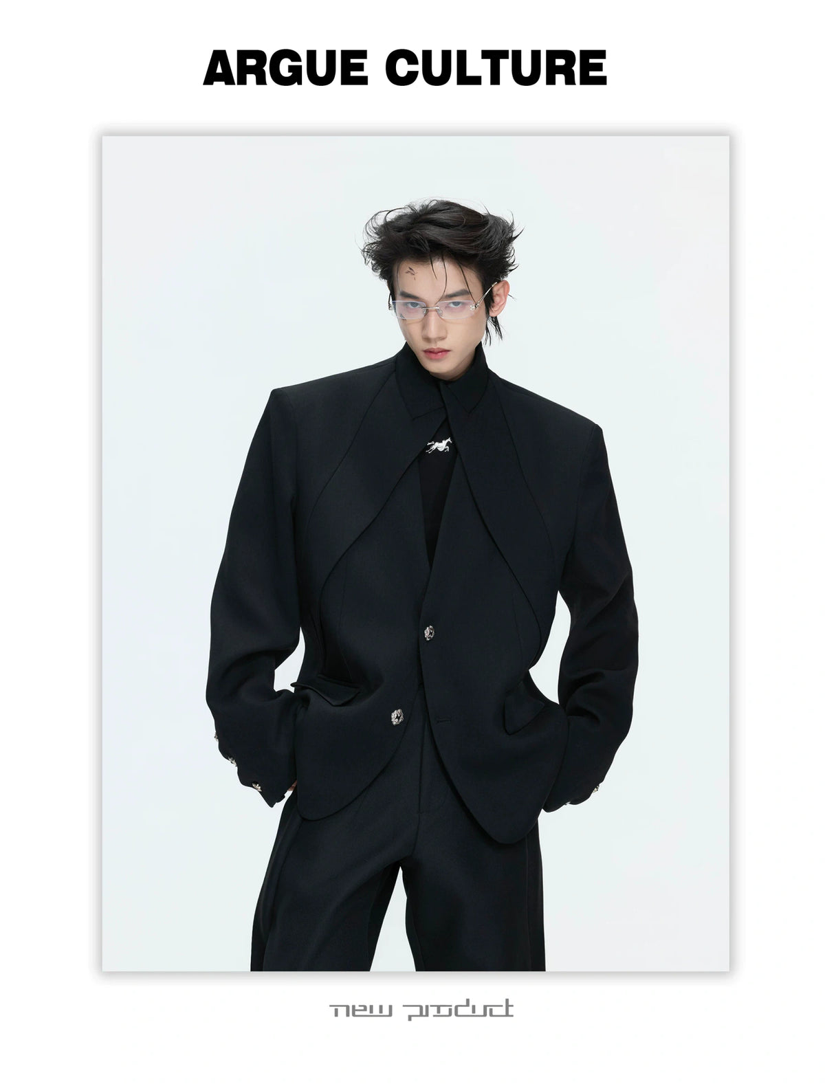 Deconstructed Stand-Collar Blazer and Trousers - detail image 12