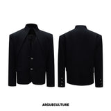 Deconstructed Stand-Collar Blazer and Trousers - Black Top