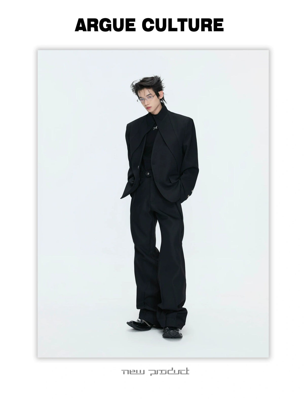 Deconstructed Stand-Collar Blazer and Trousers - detail image 8