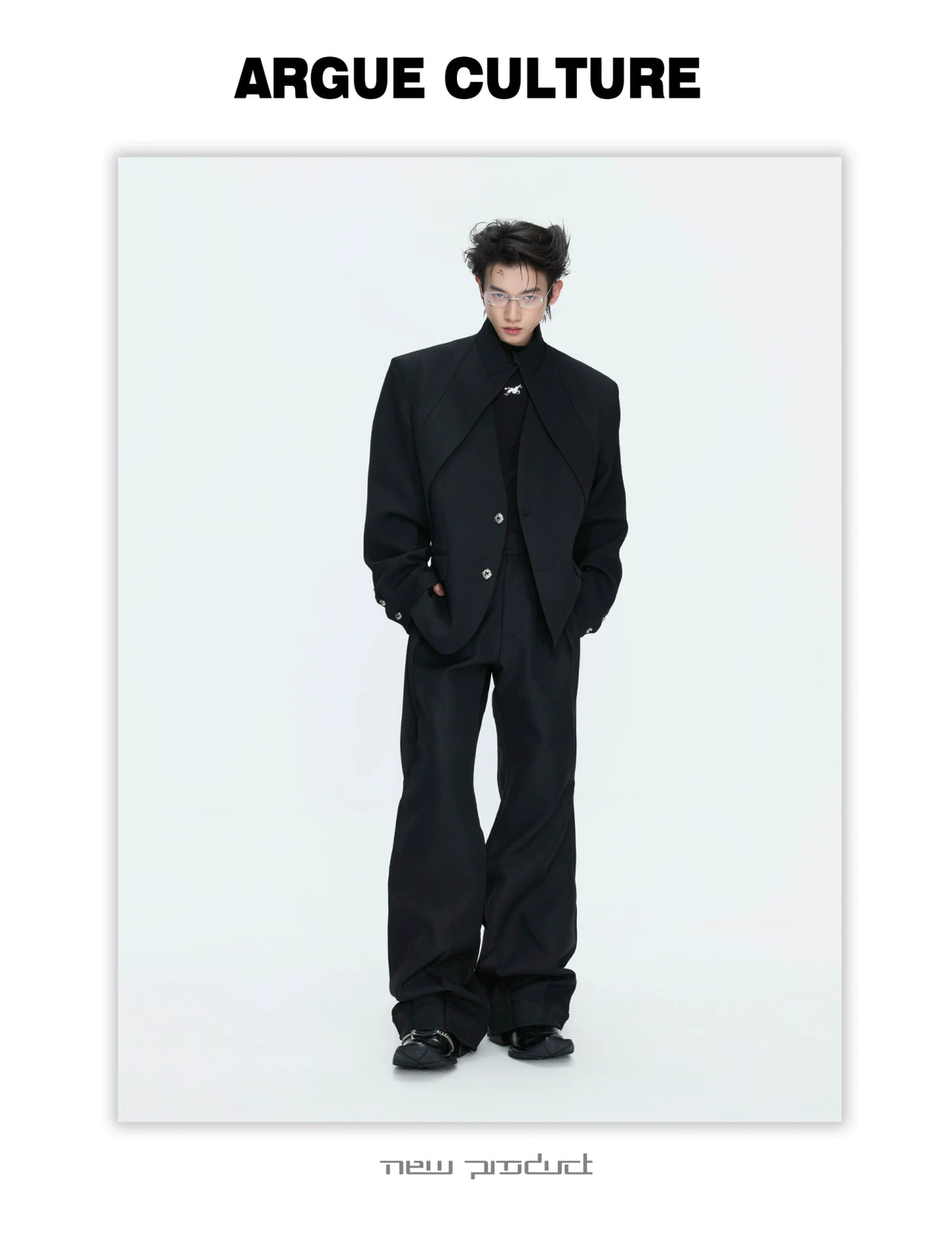 Deconstructed Stand-Collar Blazer and Trousers - detail image 3