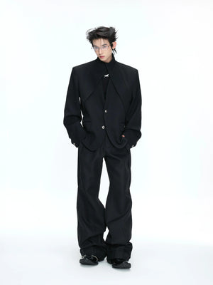 Deconstructed Stand-Collar Blazer and Trousers - main image 4