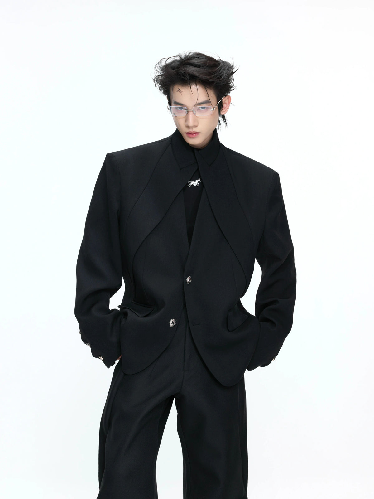 Deconstructed Stand-Collar Blazer and Trousers - main image 1