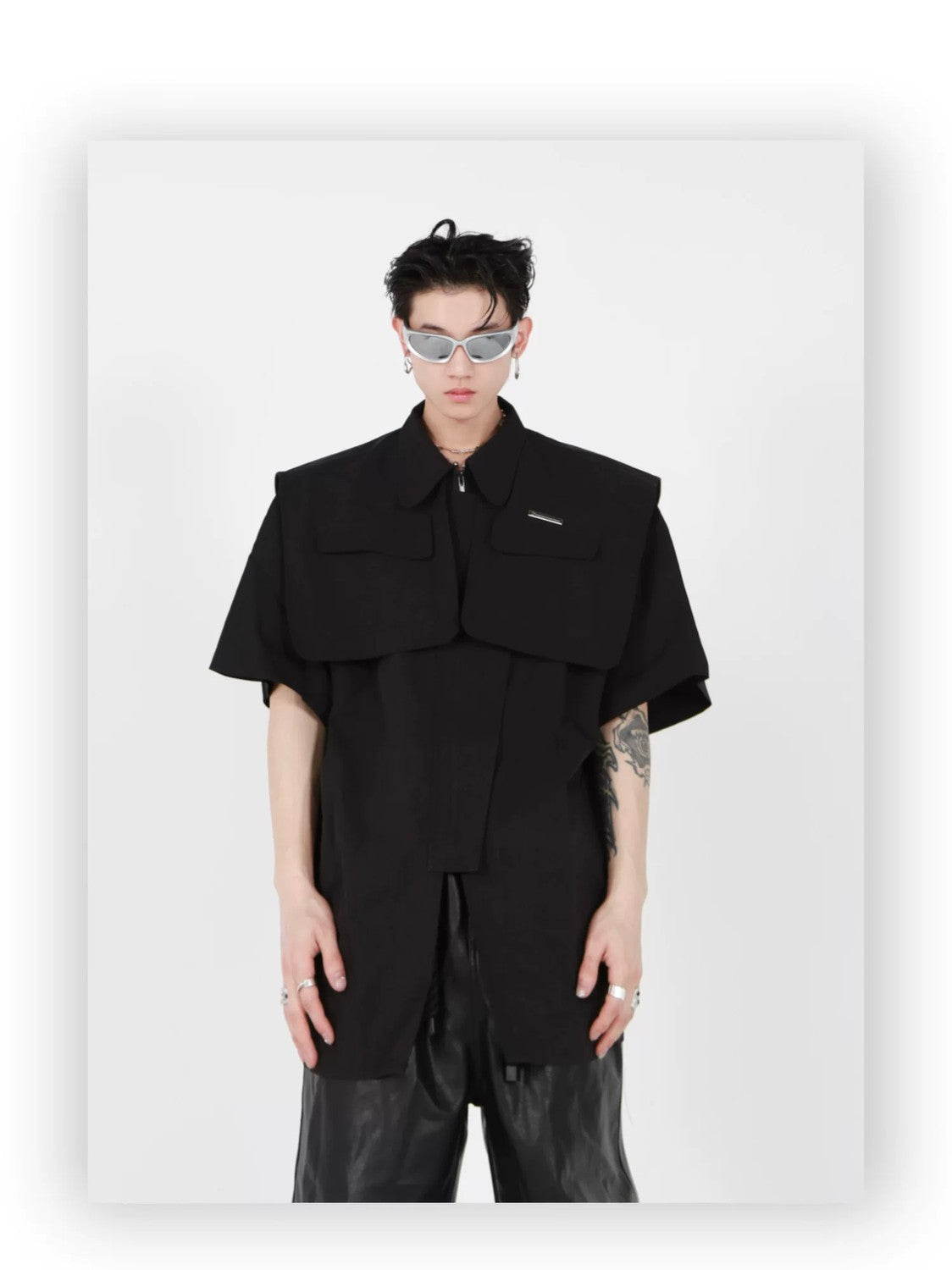 desc::deconstructed-streetwear-jacket-short-sleeve-metal-cardigan-detail-img-23