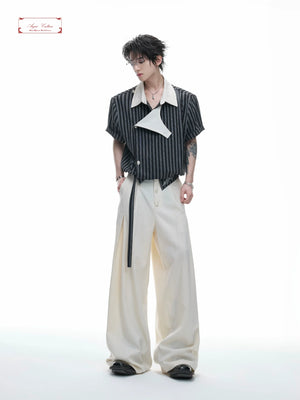 Deconstructed Striped Shirt & Pants With Embroidery - main image 1