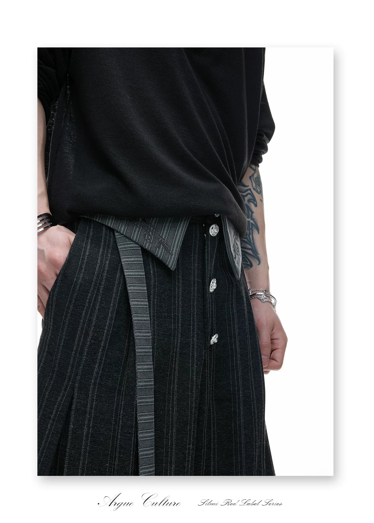 Deconstructed Striped Shirt & Pants With Embroidery - detail image 22