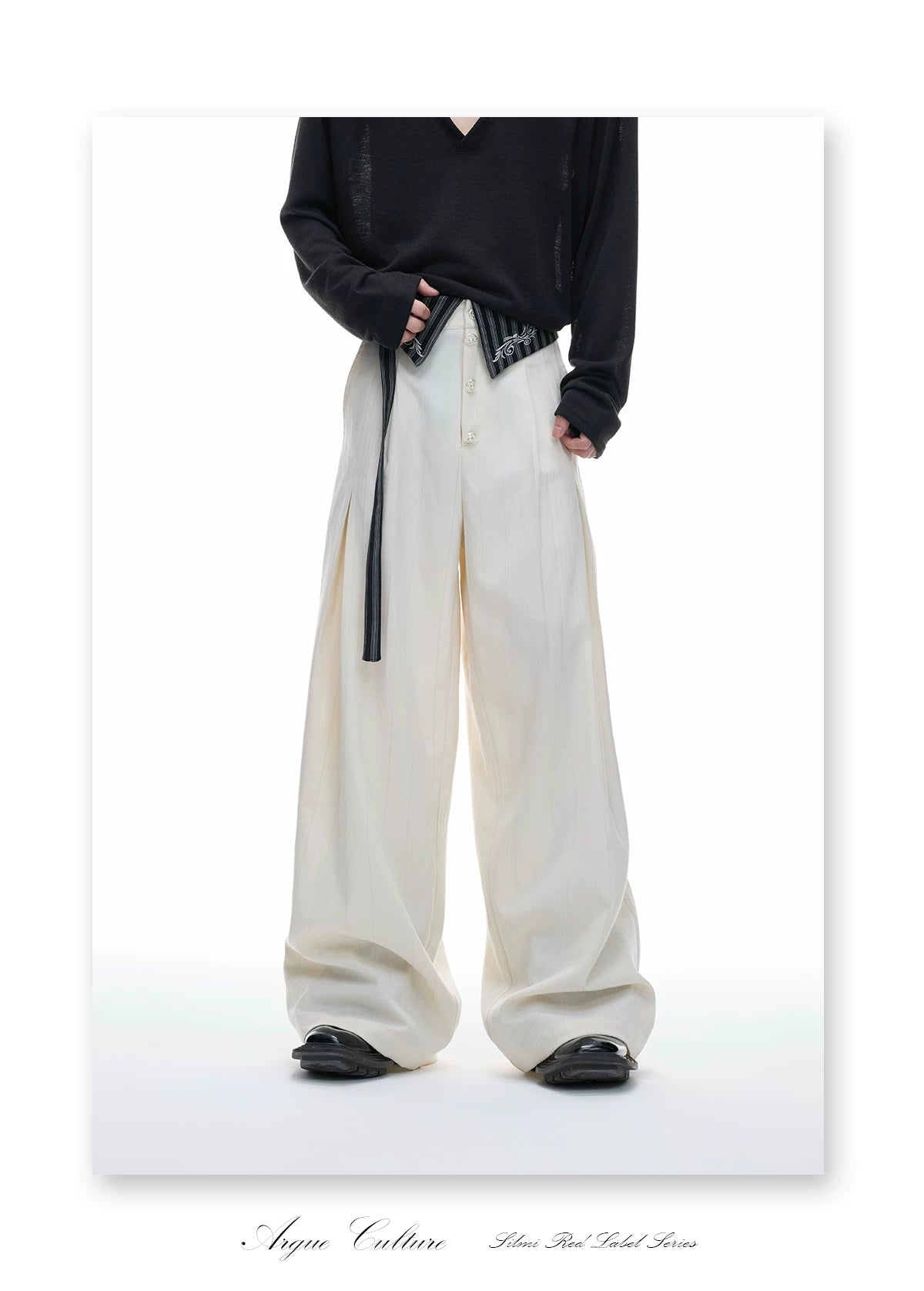Deconstructed Striped Shirt & Pants With Embroidery - detail image 18
