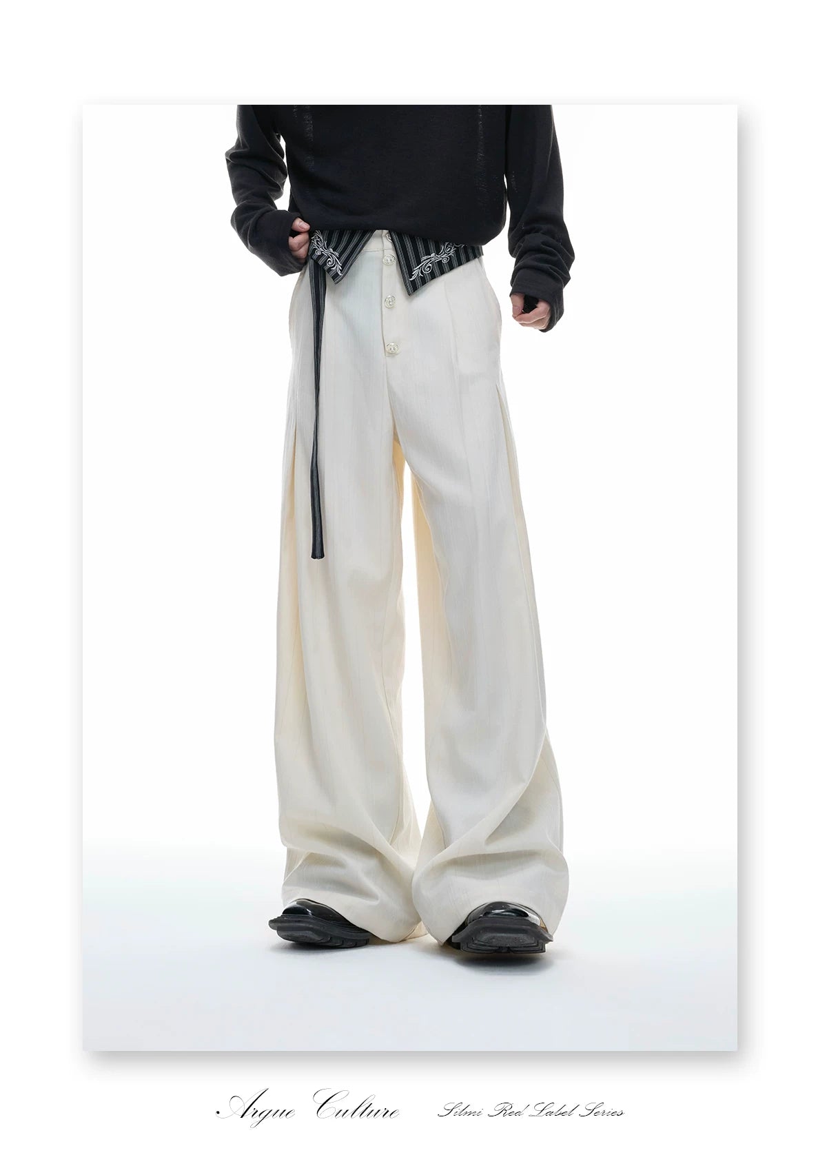 Deconstructed Striped Shirt & Pants With Embroidery - detail image 17