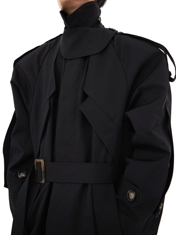 Deconstructed Structured Trench Overcoat | Designer Coat in Long Design - ArguE CulturE