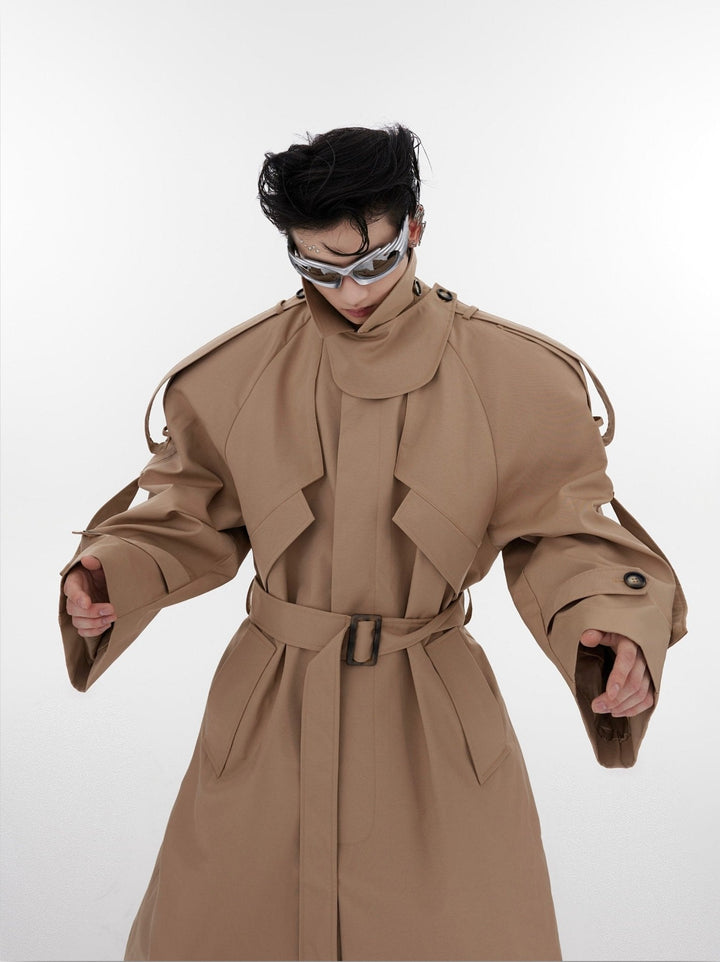 Deconstructed Structured Trench Overcoat | Designer Coat in Long Design - ArguE CulturE