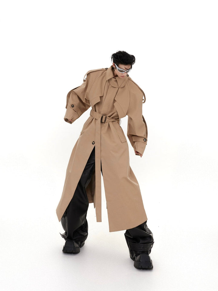 Deconstructed Structured Trench Overcoat | Designer Coat in Long Design - ArguE CulturE