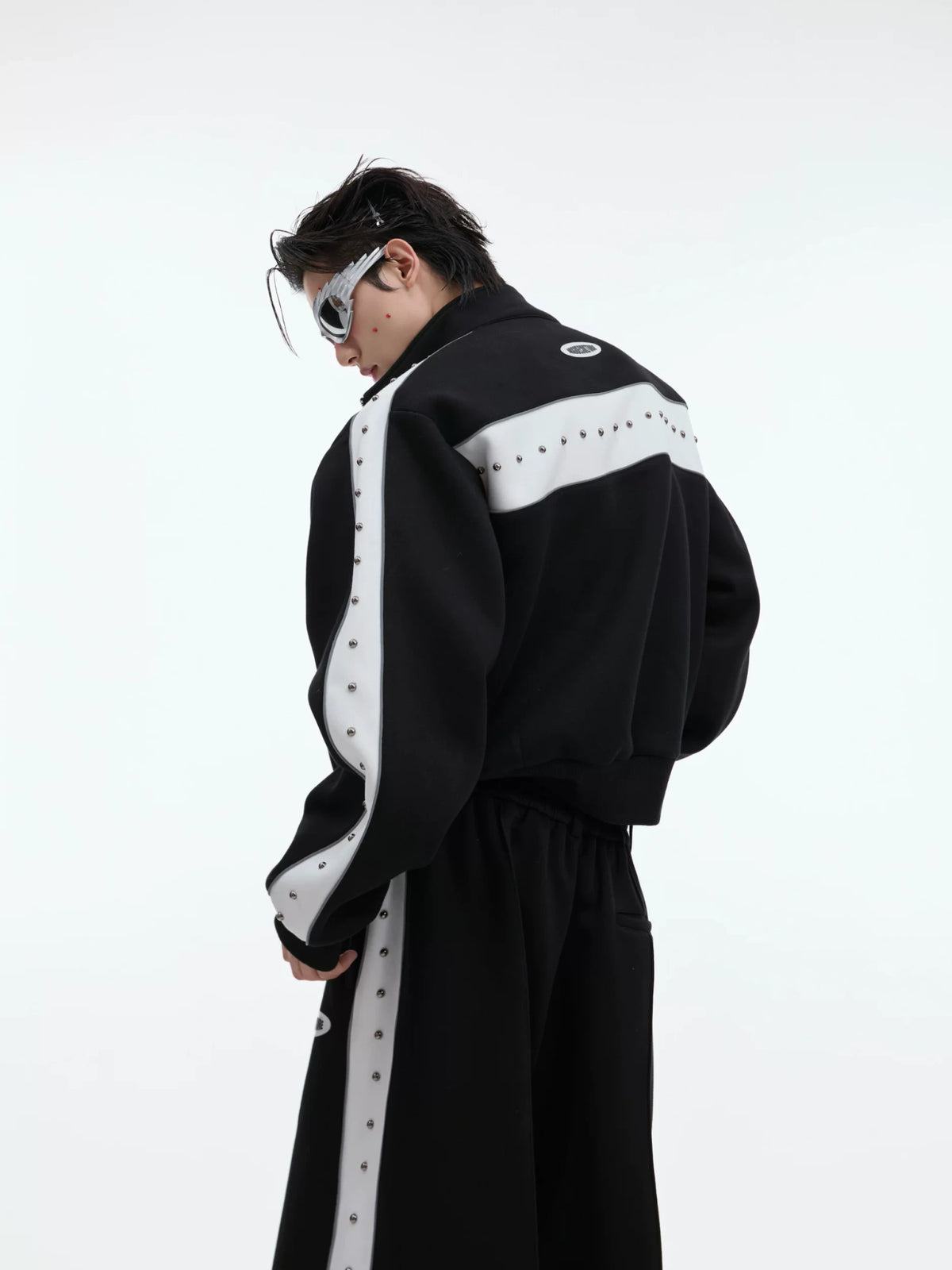 Deconstructed Stud Zip Jacket & Relaxed Pants Set - main image 3