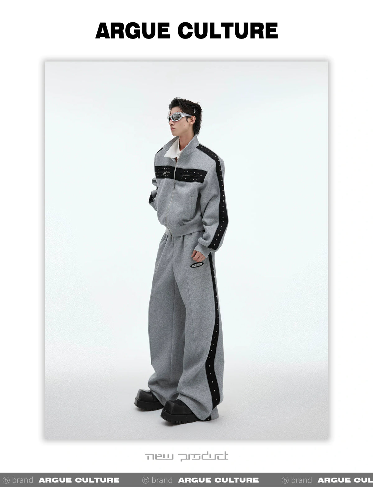 Deconstructed Stud Zip Jacket & Relaxed Pants Set - detail image 14