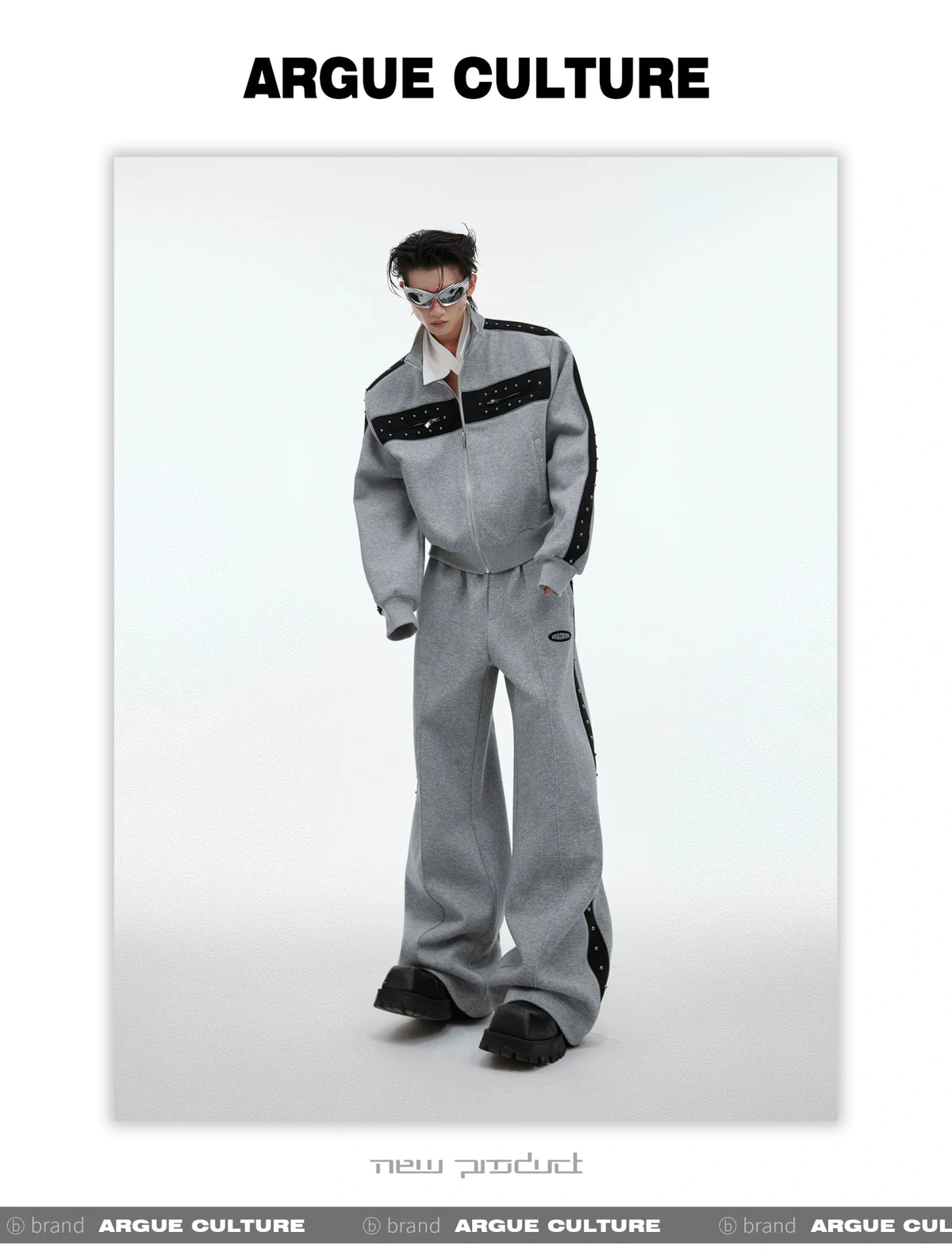 Deconstructed Stud Zip Jacket & Relaxed Pants Set - detail image 9