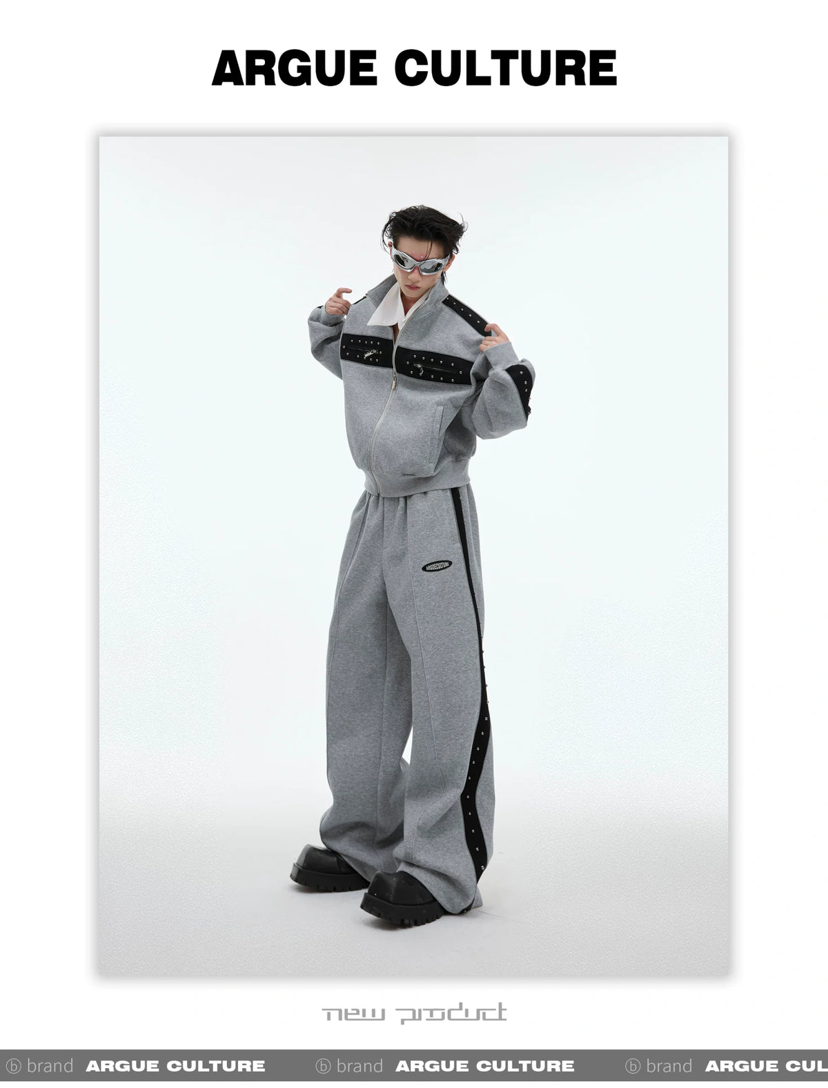 Deconstructed Stud Zip Jacket & Relaxed Pants Set - detail image 10