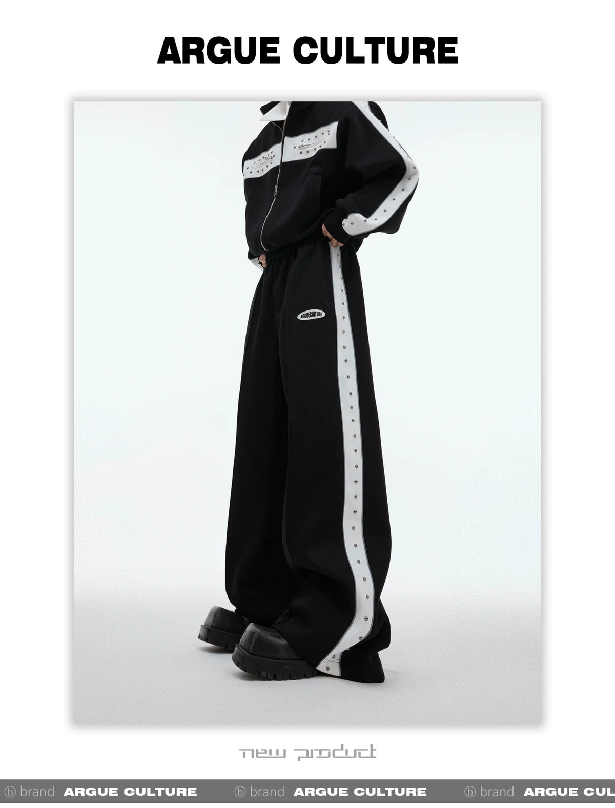 Deconstructed Stud Zip Jacket & Relaxed Pants Set - detail image 6