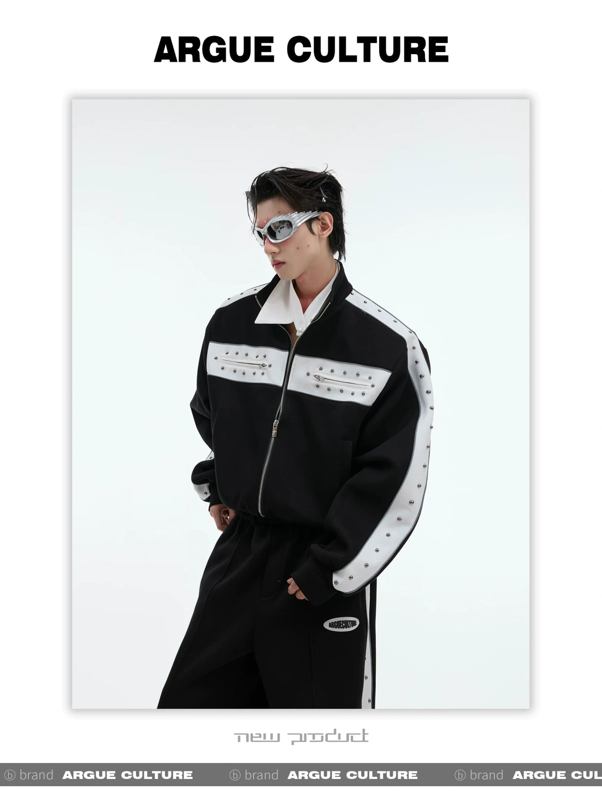 Deconstructed Stud Zip Jacket & Relaxed Pants Set - detail image 7