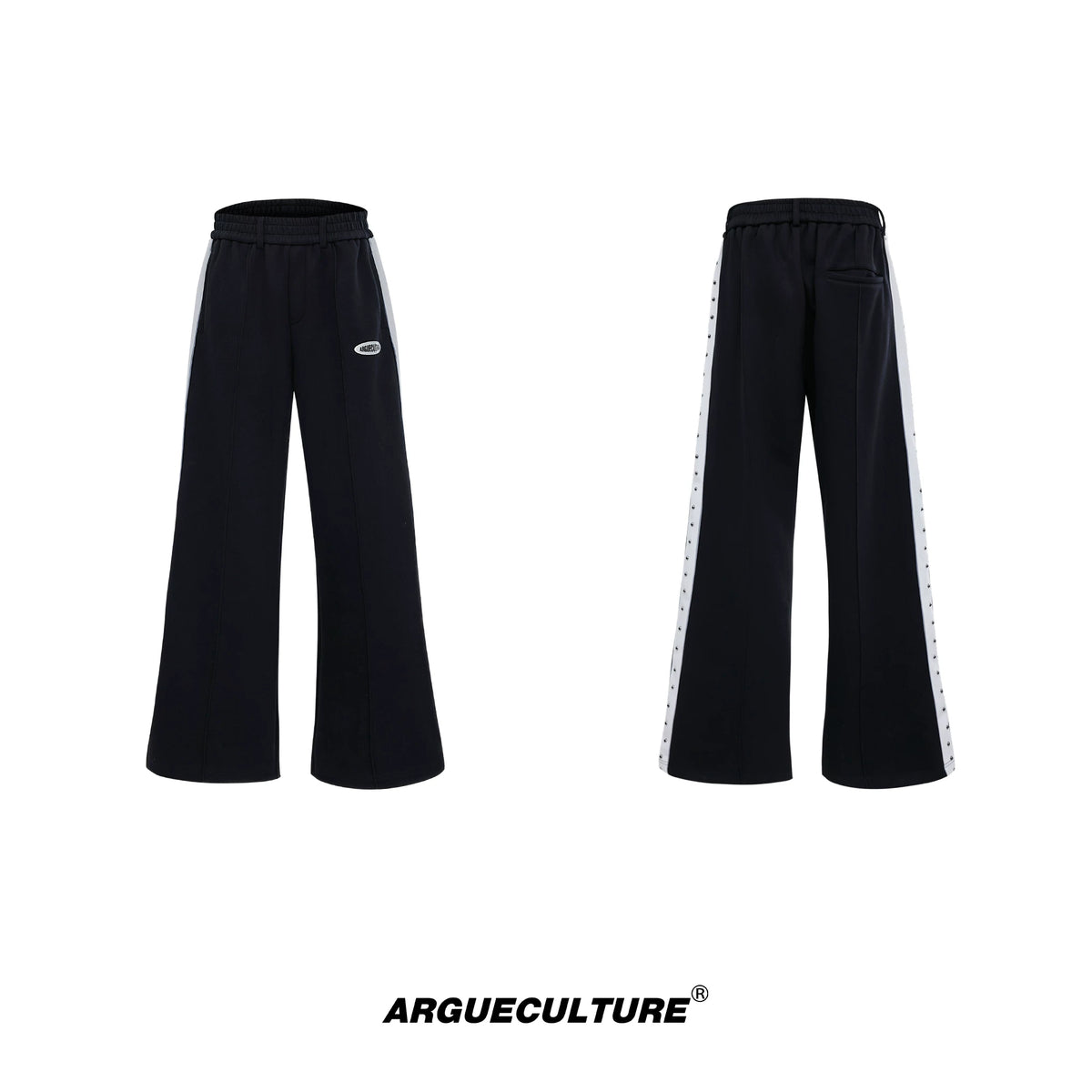 Deconstructed Stud Zip Jacket & Relaxed Pants Set - Stud Black Pants